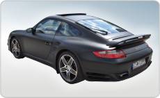Porsche Turbo, czarny mat, oklejanie samochodu foli wylewan