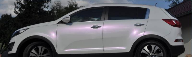 oklejanie samochodu Kia Sportage biaa pera variochrome, zmiana koloru
