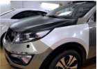 Oklejanie samochodw Kia Sportage biaa pera kremowa + gra i lusterka czarny carbon