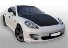 Oklejanie samochodw  Porsche panamera biay carbon perowy + maska, dach, klapa w czarnym carbonie