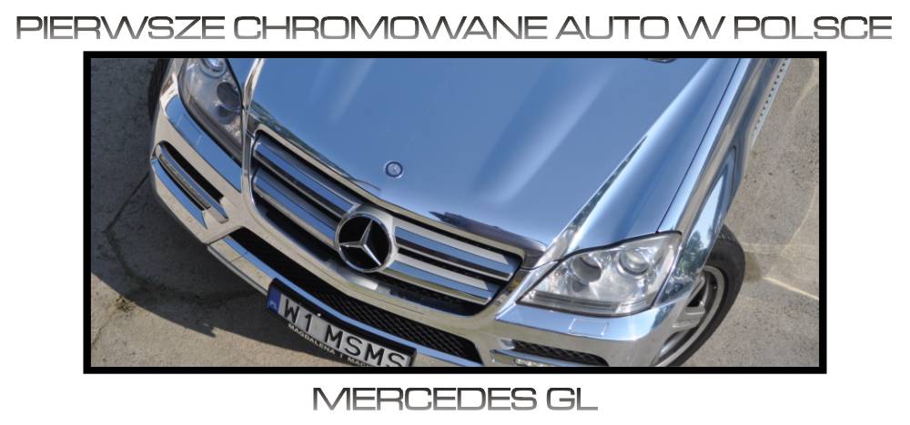 oklejanie samochodów Mercedes GL chrom, chrom na auto, oklejanie chromem