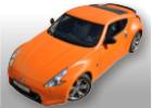 Oklejanie samochodów Nissan 370Z - pomarańczowy mat + lusterka, spoiler i elementy zderzaka w czarny połysk