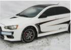 Oklejanie samochodów Mitsubishi Lancer Evolution X biały mat + elementy carbon 3M