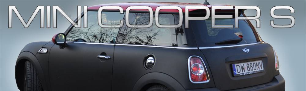 oklejanie auta Mini Cooper S czarny mat + czerwony błyszczący dach